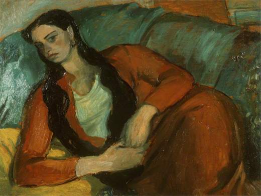 Hancock, Kenneth W., 1911-1978; Girl in Red on a Sofa